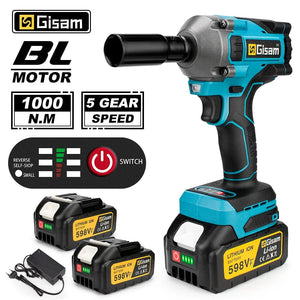Planet Gates Gisam 520N.M Brushless Electric Impact Wrench Cordless Electric Wrench 1/2 inch for Makita 18V Battery Screwdriver Power Tools