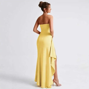 Planet Gates Giyu Sexy Club Evening Party Dresses Women 2025 Summer Slash Neck Backless Ruffles Split Maxi Long Dress Elegant Bodycon Robe