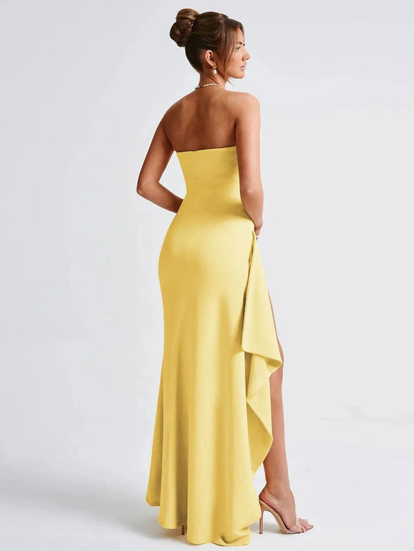 Planet Gates Giyu Sexy Club Evening Party Dresses Women 2025 Summer Slash Neck Backless Ruffles Split Maxi Long Dress Elegant Bodycon Robe