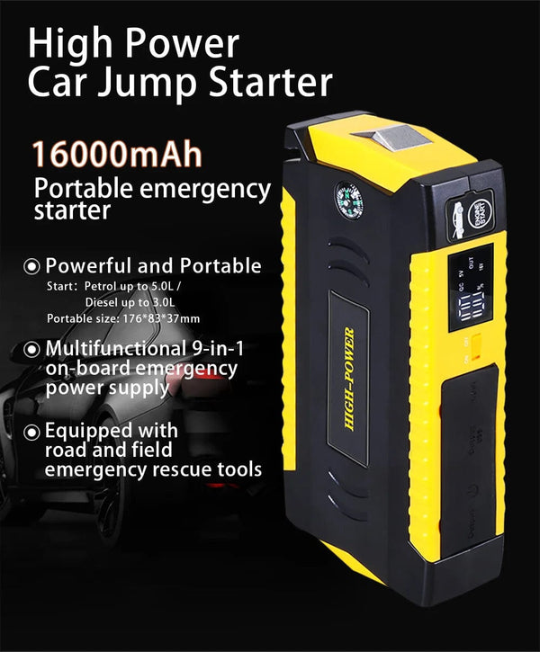Planet Gates GKFLY 16000mAh Car Jump Starter Power Bank Car Battery Booster Charger 12V Starting Device Petrol Diesel Car Starter Buster