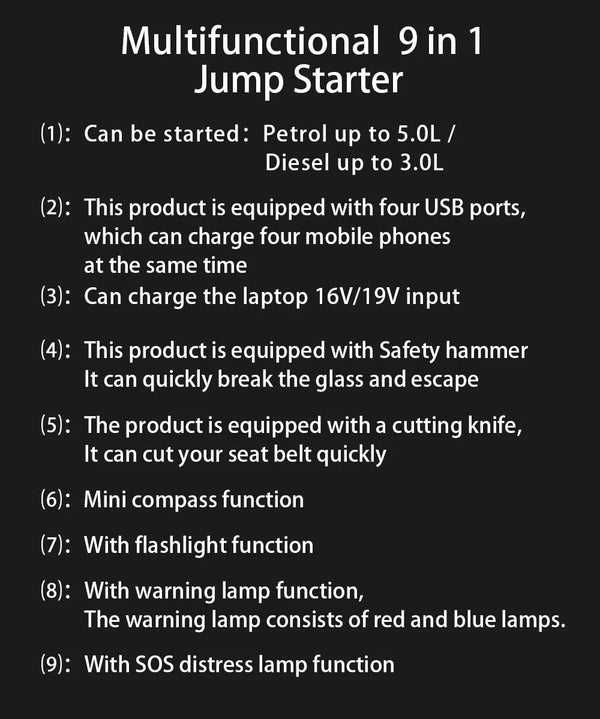 Planet Gates GKFLY 16000mAh Car Jump Starter Power Bank Car Battery Booster Charger 12V Starting Device Petrol Diesel Car Starter Buster