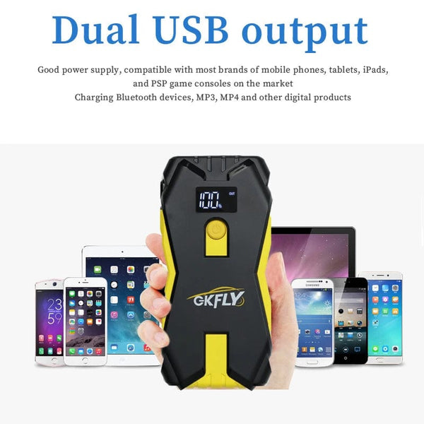 Planet Gates GKFLY Car Jump Starter Portable 12V Petrol Diesel Starting Device Cables Portable Power Bank 1200A Car Battery Charger Buster