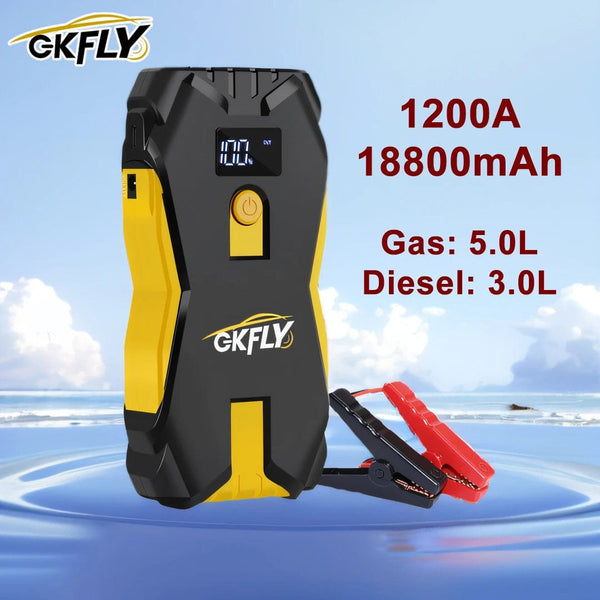Planet Gates GKFLY Car Jump Starter Portable 12V Petrol Diesel Starting Device Cables Portable Power Bank 1200A Car Battery Charger Buster