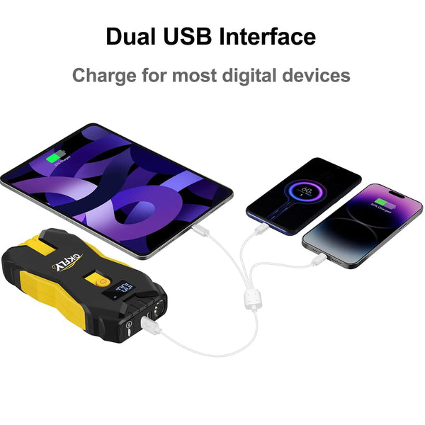 Planet Gates GKFLY Car Jump Starter Portable 12V Petrol Diesel Starting Device Cables Portable Power Bank 1200A Car Battery Charger Buster