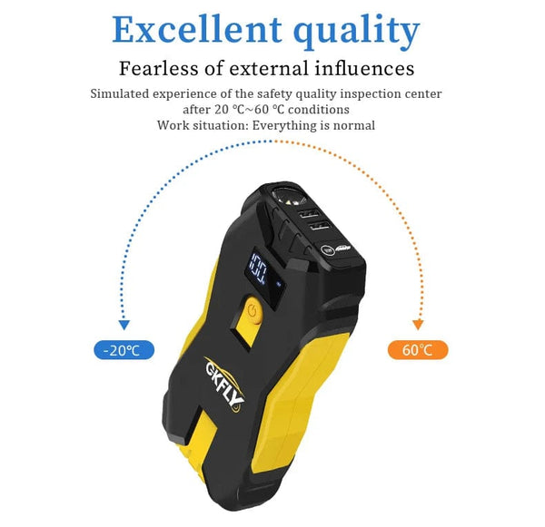 Planet Gates GKFLY Car Jump Starter Portable 12V Petrol Diesel Starting Device Cables Portable Power Bank 1200A Car Battery Charger Buster