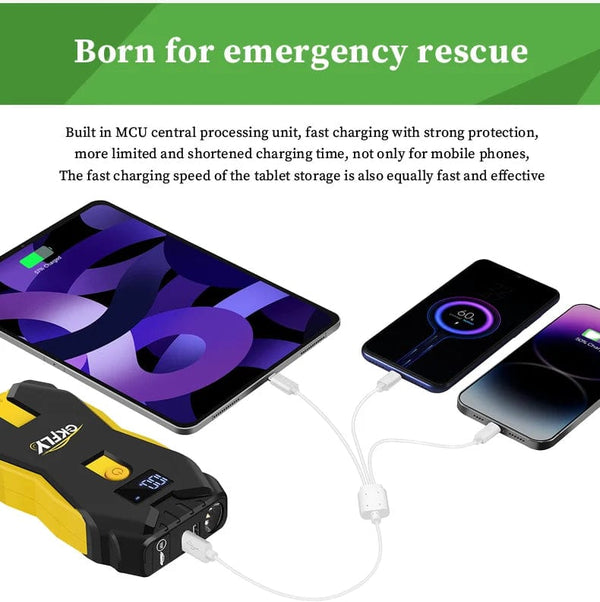 Planet Gates GKFLY Car Jump Starter Portable 12V Petrol Diesel Starting Device Cables Portable Power Bank 1200A Car Battery Charger Buster