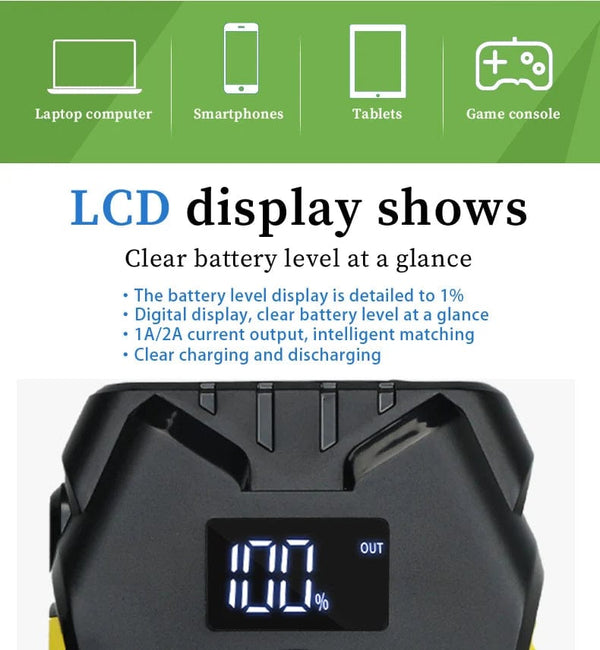 Planet Gates GKFLY Car Jump Starter Portable 12V Petrol Diesel Starting Device Cables Portable Power Bank 1200A Car Battery Charger Buster