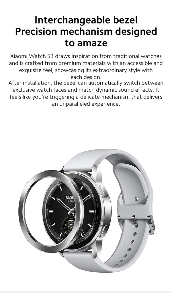 Planet Gates GL Silvery / CHINA World Premiere Global Version Xiaomi Watch S3 1.43” AMOLED Display Bluetooth®️ 5.2 AII -New MIUI Watch OS 14 days battery life