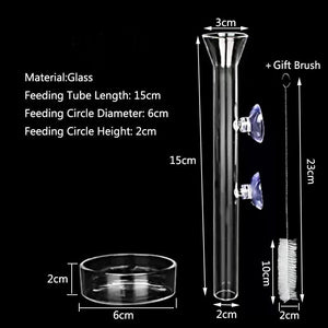 Planet Gates Glass Aquarium Feeder Tube Dish Transparent Fish Tank Shrimp Snail Food Feeder Bowl Aquarium Feeding Accessories Shrimp Feeders