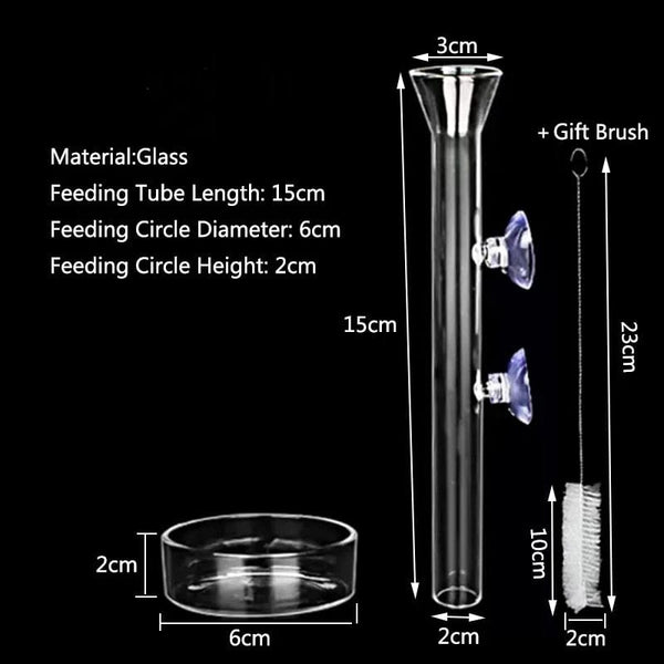 Planet Gates Glass Aquarium Feeder Tube Dish Transparent Fish Tank Shrimp Snail Food Feeder Bowl Aquarium Feeding Accessories Shrimp Feeders