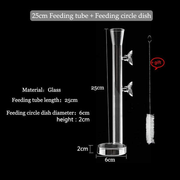 Planet Gates Glass Aquarium Feeder Tube Dish Transparent Fish Tank Shrimp Snail Food Feeder Bowl Aquarium Feeding Accessories Shrimp Feeders