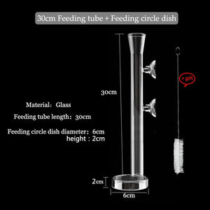 Planet Gates Glass Aquarium Feeder Tube Dish Transparent Fish Tank Shrimp Snail Food Feeder Bowl Aquarium Feeding Accessories Shrimp Feeders