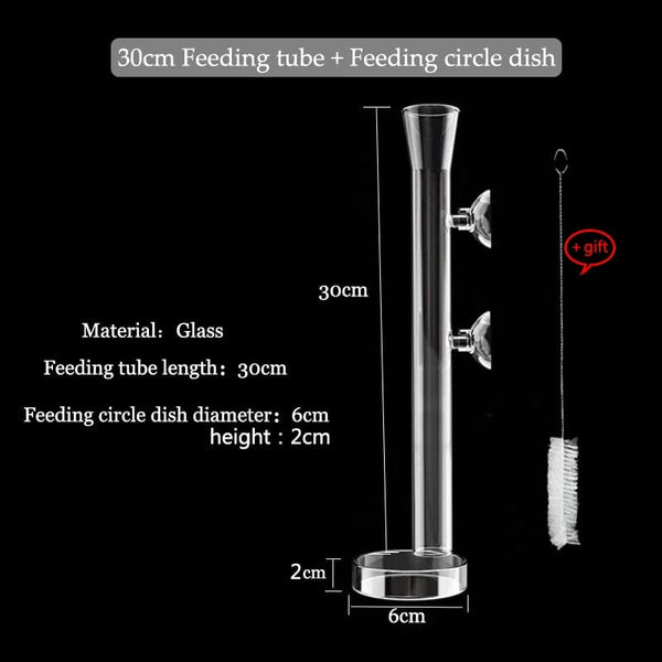Planet Gates Glass Aquarium Feeder Tube Dish Transparent Fish Tank Shrimp Snail Food Feeder Bowl Aquarium Feeding Accessories Shrimp Feeders
