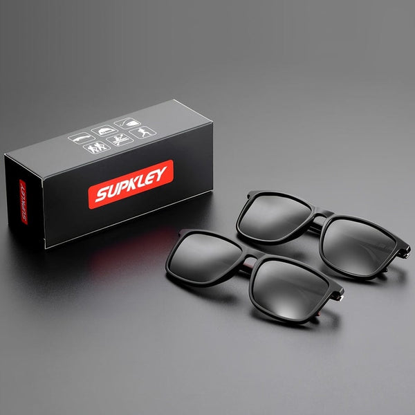 Planet Gates Gloss Black And Matte Black SUPKLEY Sports Polarized Sunglasses For Men, Comfortable Lightweight Protective Sunglasses UV Protection, Ideal choice for Gifts