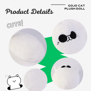 Planet Gates Gojo / 32cm 32cm Soft Gojo Cat Plush Pillow Hot Anime Sunglasses White Cat Plushies Toys Stuffed Animals Doll Home Decor Kids Birthday Gift