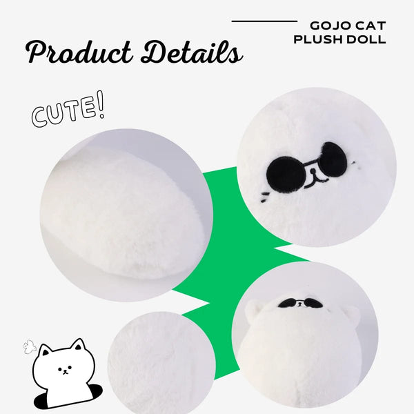 Planet Gates Gojo / 32cm 32cm Soft Gojo Cat Plush Pillow Hot Anime Sunglasses White Cat Plushies Toys Stuffed Animals Doll Home Decor Kids Birthday Gift