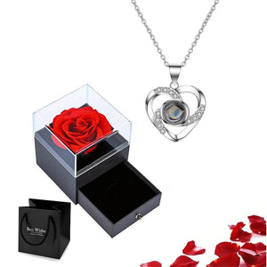 Planet Gates gold-05 Projection Necklace Set With Rose Gift Box 100 Languages I Love You Heart Pendant Jewelry 2023 Hot Sale Accessories Dropshipping
