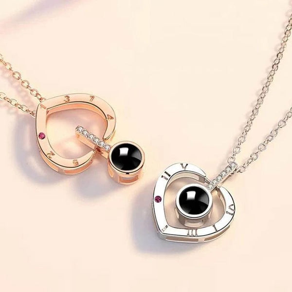 Planet Gates gold-05 Projection Necklace Set With Rose Gift Box 100 Languages I Love You Heart Pendant Jewelry 2023 Hot Sale Accessories Dropshipping