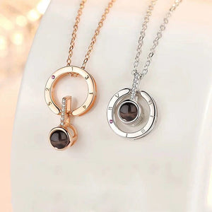Planet Gates gold-05 Projection Necklace Set With Rose Gift Box 100 Languages I Love You Heart Pendant Jewelry 2023 Hot Sale Accessories Dropshipping