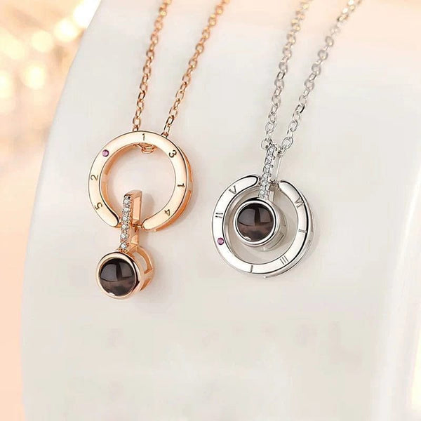Planet Gates gold-05 Projection Necklace Set With Rose Gift Box 100 Languages I Love You Heart Pendant Jewelry 2023 Hot Sale Accessories Dropshipping