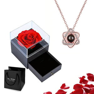 Planet Gates gold-05 Projection Necklace Set With Rose Gift Box 100 Languages I Love You Heart Pendant Jewelry 2023 Hot Sale Accessories Dropshipping