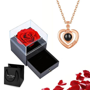 Planet Gates gold-05 Projection Necklace Set With Rose Gift Box 100 Languages I Love You Heart Pendant Jewelry 2023 Hot Sale Accessories Dropshipping