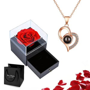 Planet Gates gold-05 Projection Necklace Set With Rose Gift Box 100 Languages I Love You Heart Pendant Jewelry 2023 Hot Sale Accessories Dropshipping