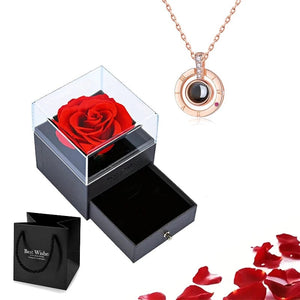 Planet Gates gold-05 Projection Necklace Set With Rose Gift Box 100 Languages I Love You Heart Pendant Jewelry 2023 Hot Sale Accessories Dropshipping