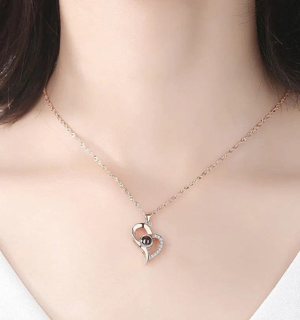 Planet Gates gold-05 Projection Necklace Set With Rose Gift Box 100 Languages I Love You Heart Pendant Jewelry 2023 Hot Sale Accessories Dropshipping