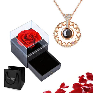 Planet Gates gold-05 Projection Necklace Set With Rose Gift Box 100 Languages I Love You Heart Pendant Jewelry 2023 Hot Sale Accessories Dropshipping