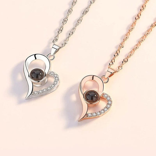Planet Gates gold-05 Projection Necklace Set With Rose Gift Box 100 Languages I Love You Heart Pendant Jewelry 2023 Hot Sale Accessories Dropshipping