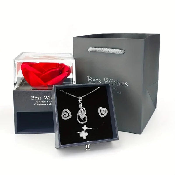 Planet Gates gold-05 Projection Necklace Set With Rose Gift Box 100 Languages I Love You Heart Pendant Jewelry 2023 Hot Sale Accessories Dropshipping