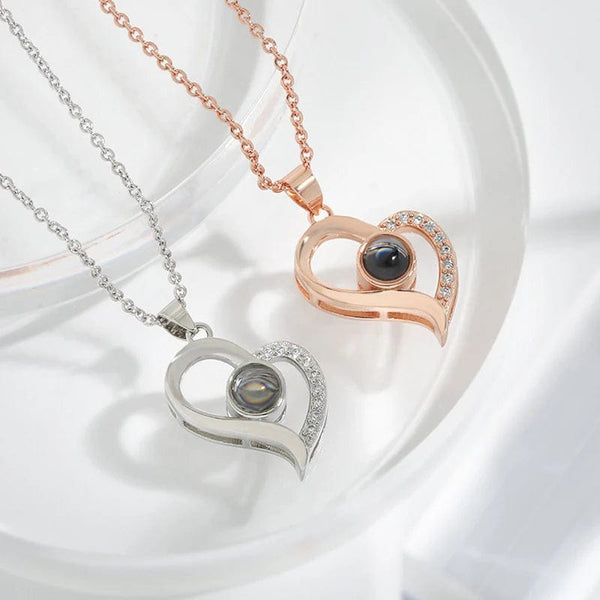 Planet Gates gold-05 Projection Necklace Set With Rose Gift Box 100 Languages I Love You Heart Pendant Jewelry 2023 Hot Sale Accessories Dropshipping