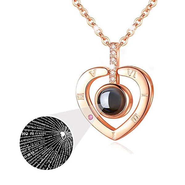 Planet Gates gold-05 Projection Necklace Set With Rose Gift Box 100 Languages I Love You Heart Pendant Jewelry 2023 Hot Sale Accessories Dropshipping