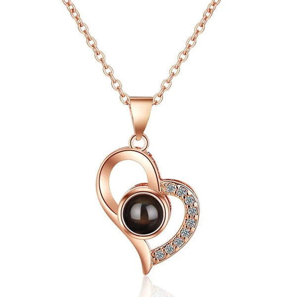 Planet Gates gold-05 Projection Necklace Set With Rose Gift Box 100 Languages I Love You Heart Pendant Jewelry 2023 Hot Sale Accessories Dropshipping