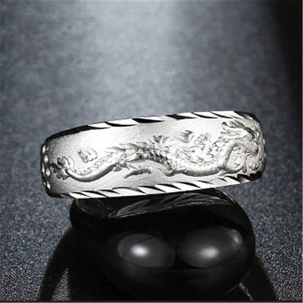 Planet Gates Gold 14 K Ring for Man Luxury Engraving Dragon Adjustable Ring Fashion Jewelry Male Two Color Yellow/White Gold Finger Ring Gift