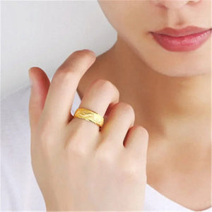 Planet Gates Gold 14 K Ring for Man Luxury Engraving Dragon Adjustable Ring Fashion Jewelry Male Two Color Yellow/White Gold Finger Ring Gift