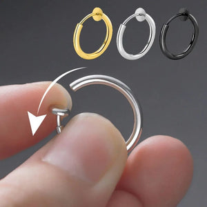 Planet Gates Gold / 16mm 2Pcs Small Hoop Spring Ear Clips Earrings For Women Men Stainless Steel Painless No Piercing Stealth Fake Ear Jewelry 8-16mm