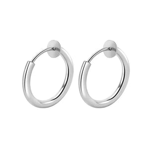 Planet Gates Gold / 16mm 2Pcs Small Hoop Spring Ear Clips Earrings For Women Men Stainless Steel Painless No Piercing Stealth Fake Ear Jewelry 8-16mm