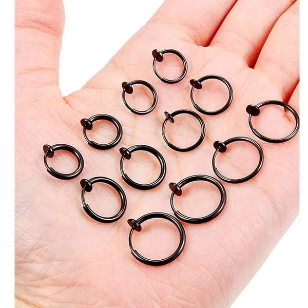 Planet Gates Gold / 16mm 2Pcs Small Hoop Spring Ear Clips Earrings For Women Men Stainless Steel Painless No Piercing Stealth Fake Ear Jewelry 8-16mm