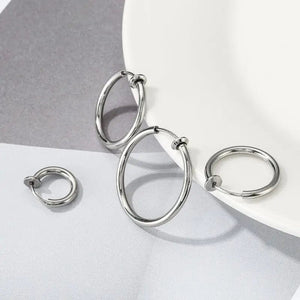 Planet Gates Gold / 16mm 2Pcs Small Hoop Spring Ear Clips Earrings For Women Men Stainless Steel Painless No Piercing Stealth Fake Ear Jewelry 8-16mm