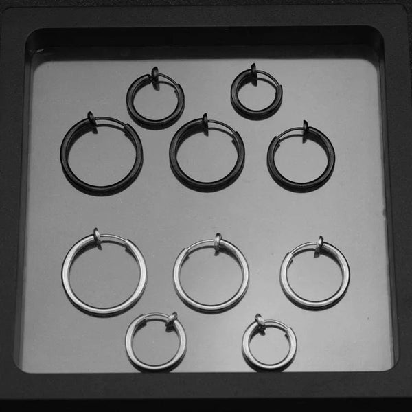 Planet Gates Gold / 16mm 2Pcs Small Hoop Spring Ear Clips Earrings For Women Men Stainless Steel Painless No Piercing Stealth Fake Ear Jewelry 8-16mm