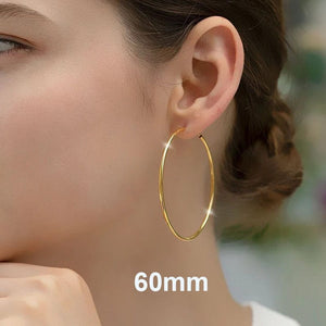 Planet Gates gold / 16mm New Stainless Steel Fashion Small Big Circle Women Hoop Earrings Exaggerated Hoop Ear Loop Smooth Round Earring Party Jewelry