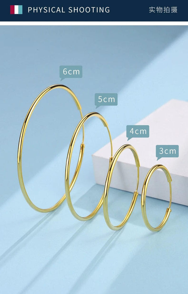Planet Gates gold / 16mm New Stainless Steel Fashion Small Big Circle Women Hoop Earrings Exaggerated Hoop Ear Loop Smooth Round Earring Party Jewelry