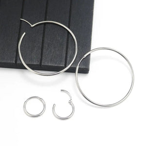 Planet Gates gold / 16mm New Stainless Steel Fashion Small Big Circle Women Hoop Earrings Exaggerated Hoop Ear Loop Smooth Round Earring Party Jewelry