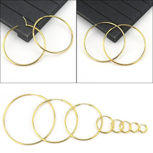 Planet Gates gold / 16mm New Stainless Steel Fashion Small Big Circle Women Hoop Earrings Exaggerated Hoop Ear Loop Smooth Round Earring Party Jewelry