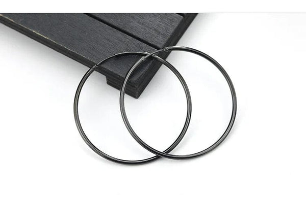 Planet Gates gold / 16mm New Stainless Steel Fashion Small Big Circle Women Hoop Earrings Exaggerated Hoop Ear Loop Smooth Round Earring Party Jewelry