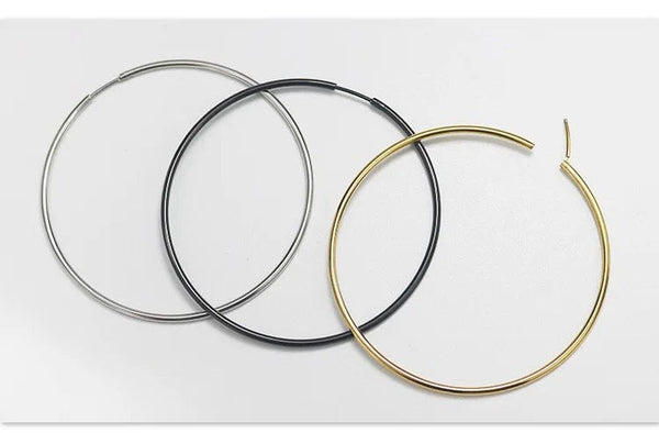 Planet Gates gold / 16mm New Stainless Steel Fashion Small Big Circle Women Hoop Earrings Exaggerated Hoop Ear Loop Smooth Round Earring Party Jewelry