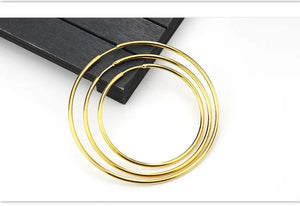 Planet Gates gold / 16mm New Stainless Steel Fashion Small Big Circle Women Hoop Earrings Exaggerated Hoop Ear Loop Smooth Round Earring Party Jewelry