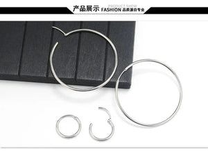 Planet Gates gold / 16mm New Stainless Steel Fashion Small Big Circle Women Hoop Earrings Exaggerated Hoop Ear Loop Smooth Round Earring Party Jewelry